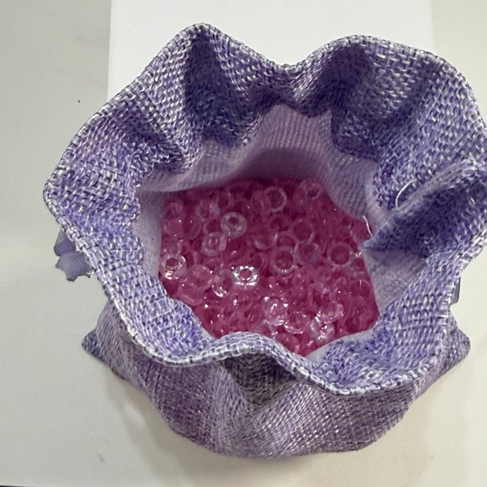 🩷5/$10 Lavender Drawstring Pouch with Pink Bead Fill